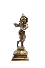 Ancient indian figure of Krishna God isolated