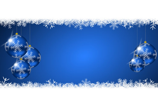 christmas background with snowflakes and christmas balls