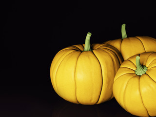 three ripe pumpkin