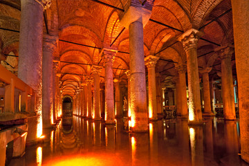 Basilica Cistern, Istanbul, Turkey. - obrazy, fototapety, plakaty