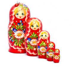 Five red Babushkas