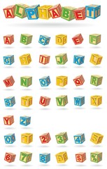 alphabet on a baby cubes