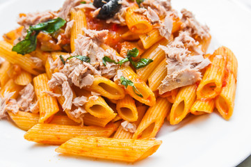 tasty pasta with salmon