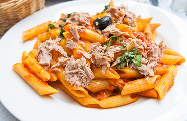 tasty pasta with salmon
