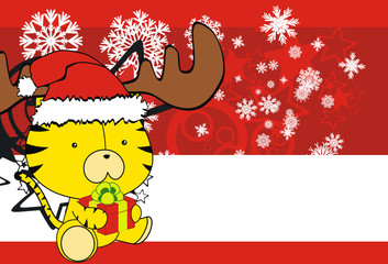 tiger baby cartoon xmas background01