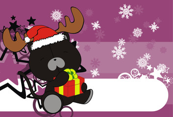 panther baby cartoon xmas background01