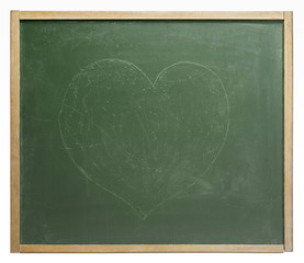 blackboard with painted heart shape