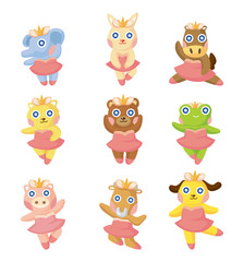 cartoon animal ballerina icons