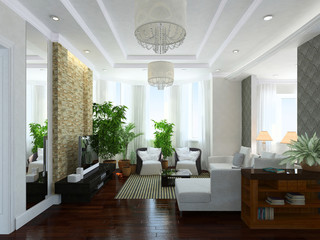 Contemporary living room in earth tones