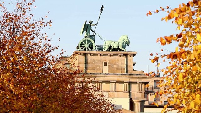 brandenburg gate in autumn