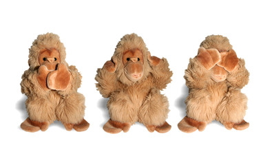 drei Affen, nicht hören, sehen, sagen,sprechen