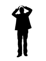 hände über dem Kopf