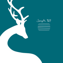 Xmas Card Standing Reindeer Cropped Turquoise