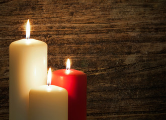 Candles over wood