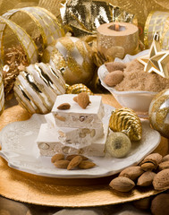 almond nougat over christmas table