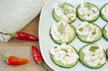 feta cheese on cucumber