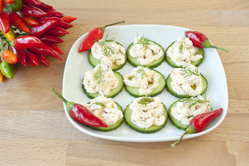 feta cheese on cucumber