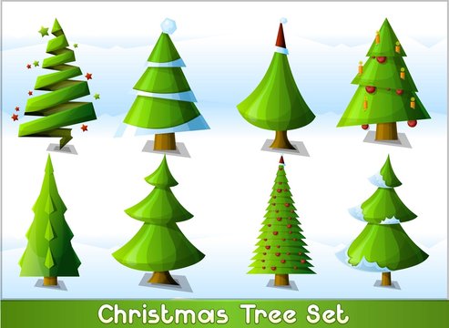 vector christmas tree set