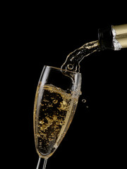 Champagne flow in a glass