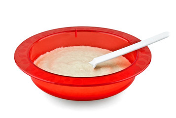 Baby porridge on plate