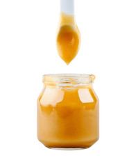 Baby food and spoon