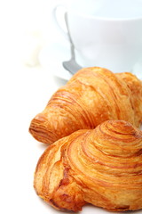 Breakfast with fresh croissants.