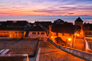 Nyon, Switzerland at sunrise