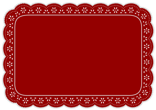 Place mat, Red Eyelet Lace