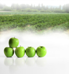 Apples in a line