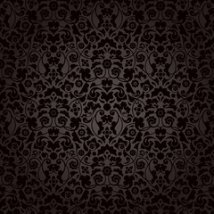 Seamless Damask Pattern Black/Brown