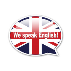 Pegatina globo We speak English!