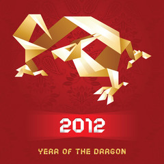 Origami Dragon, 2012 Year - Gold&Red