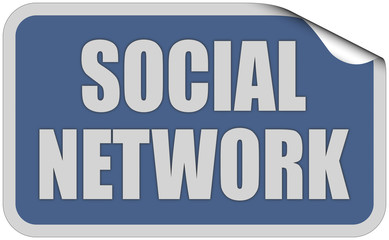 Sticker blau eckig curl oben SOCIAL NETWORK