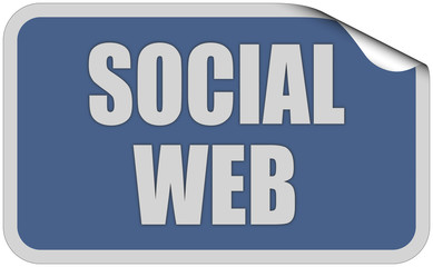 Sticker blau eckig curl oben SOCIAL WEB