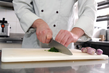 der Koch bei der Arbeit in der Restaurantk&uuml;che