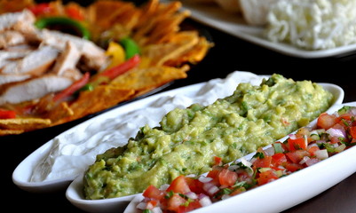 Mexican food guacamole tomato sour dip