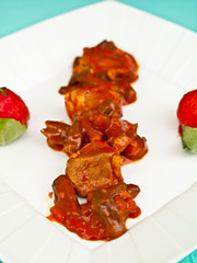 Meat with vegetables and sauce