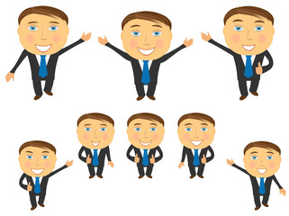 cute set of cartoon happy emotional businessman