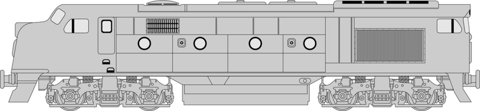 High detailed vector illustration of modern locomotive