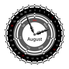 Creative idea of design of a Clock with circular calendar for 20