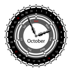 Creative idea of design of a Clock with circular calendar for 20