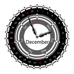 Creative idea of design of a Clock with circular calendar for 20