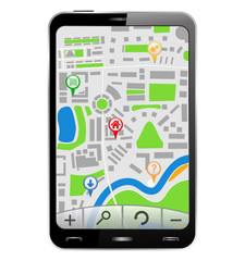 GPS Navigator in Smartphone, vector illustration