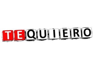 3D Te Quiero Block Text