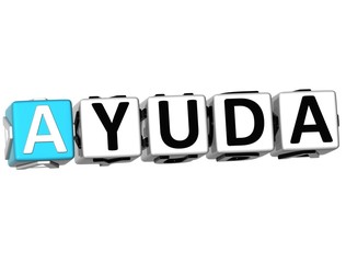 3D Ayuda Block Text on white background