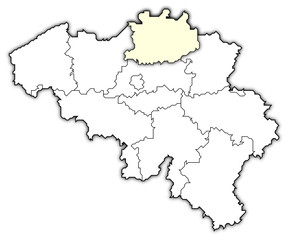 Obraz premium Map of Belgium, Antwerp highlighted