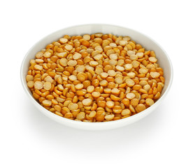 toor dal ( skinned and split pigeon pea ) in a small dish