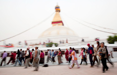 Obraz premium Pilgrimage (kora) around Boudnath in the Kathmandu, Nepal