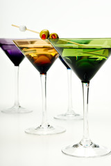 Martinis in colorful glasses