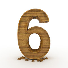 High res. 3D bamboo wooden numbers isolated.